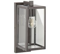 Beliani Lámpara de pared de metal negro 33 cm vidrio aplique sensor movimiento exterior Megget