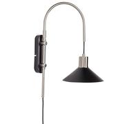 Beliani Lámpara de pared moderna iluminación pantalla cónica metal botón encendido/apagado negro plata Sissa