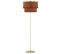 Beliani Lámpara de pie de metal con flecos estilo moderno y lino marrón y dorado 137 cm Peristeri