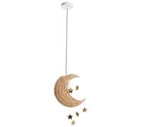 Beliani Lámpara de techo colgante pantalla de mimbre tejido a mano con forma de luna de ratán natural Orchon