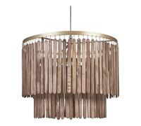 Beliani Lámpara de techo de madera de mango oscura latón 146 cm a mano pantalla Kaveri