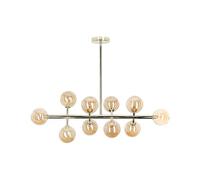 Beliani Lámpara de techo de metal dorado 68 cm cristal colgante 10 luces Ramis