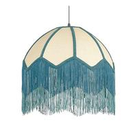 Beliani Lámpara de techo natural 192 cm campana papel poliéster borlas flecos azul Milagro