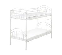 Beliani Litera para niños Dormitorio Infantil Cama Alta Estructura de Hierro Blanco 90 x 200 cm Chartres