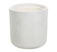 Beliani Maceta Exterior Superficie estriada Redonda Piedra Fibra Arcilla 45x45x45 cm Blanco Oreoi