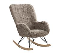 Beliani Mecedora Moderna tapizada de Piel sintética con Patas de Madera Sala de Estar habitación Infantil Gris Pardo Akra