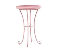 Beliani Mesa Auxiliar de jardín Redonda de Metal 40 cm Estilo Vintage para Exterior Rosa Cavinia