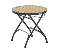 Beliani Mesa Auxiliar de jardín rústica Moderna con Estructura de Acero y Madera de Acacia marrón Claro Lascari
