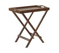 Beliani Mesa Auxiliar de Madera de Acacia marrón Oscuro 68 x 45 cm Tablero Plegable Amantea