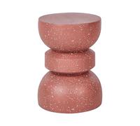 Beliani Mesa Auxiliar de MgO Fibra de Vidrio Tablero Redondo Forma de Reloj de Arena Resistente a Rayos UV óxido Agua Viento Rojo con Efecto terrazo Faliro