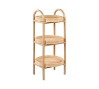 Beliani Mesa Auxiliar de ratán para Interior y Exterior jardín Independiente 3 estantes Natural Troolie