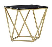 Beliani Mesa Auxiliar Dorado Negro 50 x 50 cm MDF Efecto mármol Jaula Glamour Malibu