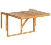 Beliani Mesa Colgante para balcón Madera Clara de Acacia 60 x 55 cm Plegable barandilla para Exterior Udine