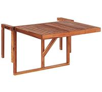 Beliani Mesa Colgante para balcón Madera Oscura de Acacia 60 x 55 cm Plegable barandilla para Exterior Udine