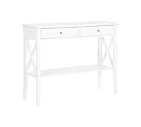 Beliani Mesa Consola Blanca 2 cajones Pasillo 80 cm diseño Retro Avenue