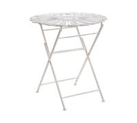 Beliani Mesa de balcón Exterior Tablero Redondo de Metal con volutas Decorativas Azul Albinia