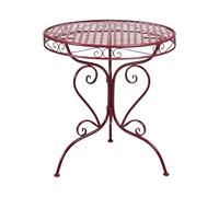 Beliani Mesa de balcón Exterior Tablero Redondo de Metal con volutas Decorativas borgoña Albinia