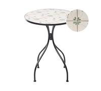 Beliani Mesa de balcón jardín de Metal Estilo Hierro Forjado con Tablero de Mosaico cerámico Negro Carona