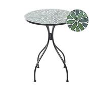 Beliani Mesa de balcón jardín de Metal Estilo Hierro Forjado con Tablero de Mosaico cerámico Negro Civate