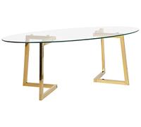 Beliani Mesa de Centro de Cristal Dorado 120 x 60 cm Patas de Metal Moderno Fresno