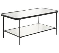 Beliani Mesa de Centro Estilo Retro Rectangular Negra con Estructura de Vidrio Templado y almacenaje Blair