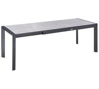 Beliani Mesa de Comedor de jardín con Tablero de HPL Estructura de Aluminio 160/220 x 90 cm Resistente a los Rayos UV Agua óxido Gris Binasco