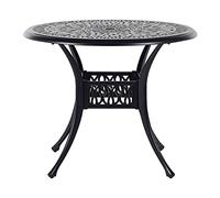 Beliani Mesa de Comedor de jardín Negra de Aluminio Redonda ø 90 cm Estilo Vintage Ancona