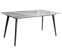 Beliani Mesa de Comedor de jardín Tablero de Piedra sinterizada Estructura de Hierro Resistente a los Rayos UV al Agua y al óxido Interior y Exterior mármol Gris y Negro Rodallo
