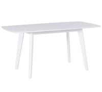 Beliani Mesa de Comedor Extensible Madera Maciza Patas de Madera Blanco 120-160 x 80 cm escandinavo Sanford