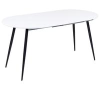 Beliani Mesa de Comedor Extensible Ovalada 120/160 x 80 cm Muebles de Cocina Tablero MDF Patas de Acero Blanco y Negro Starverton