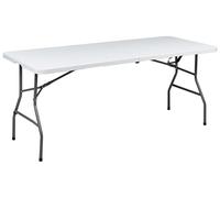 Beliani Mesa de Comedor Exterior 6 plazas Rectangular Plegable con Patas de Metal 180 x 74 cm Blanco Cugnoli