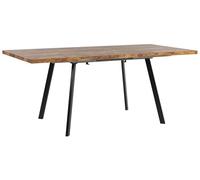 Beliani Mesa de Comedor Madera Clara Patas de Metal Negro MDF Extensible 140/180 x 90 cm extensión Tradicional Harlow