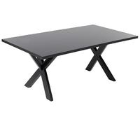 Beliani Mesa de Comedor Negra 180 x 100 cm Patas de Madera Maciza Cocina Moderno Lisala