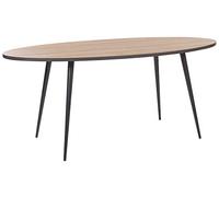 Beliani Mesa de Comedor Ovalada Tablero de Madera Oscura Patas de Metal Negro 180 x 90 cm Retro Moderno Ottawa