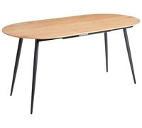 Beliani Mesa de Comedor Redonda Ovalada Extensible Moderna Industrial Patas de Metal marrón Claro Seniac