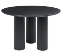 Beliani Mesa de Comedor Redonda Patas acanaladas estriadas diseño Minimalista MDF 120 cm Negro Tulemalu