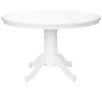 Beliani Mesa de Comedor Redonda Vintage con Pedestal de Madera Blanca 120 cm Akron