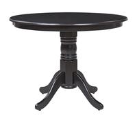 Beliani Mesa de Comedor Redonda Vintage con Pedestal de Madera Negro 100 cm Akron