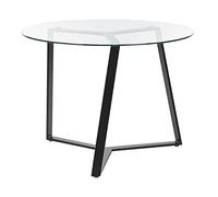 Mesa de comedor tablero de vidrio templado patas de metal negro ⌀ 100 cm moderno Kebri