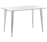 Mesa de comedor tablero de vidrio templado plateado 120 x 70 cm 4 personas moderno Winston