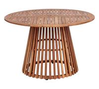 Beliani Mesa de Exterior de Madera de Acacia Clara con Tablero de Listones Redonda de 120 cm Agello