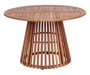 Beliani Mesa de Exterior de Madera de Acacia Clara con Tablero de Listones Redonda de 120 cm Agello