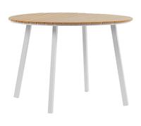 Beliani Mesa de jardín 4 plazas de Madera plástica Clara Estructura de Metal Aluminio Tablero de Listones 105 cm Patas Redondas Exterior Cavoli