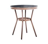Beliani Mesa de jardín de ratán sintético Tablero de Vidrio Templado de ø 70 cm Estructura de Aluminio Gris Riffredo