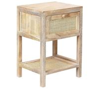 Beliani Mesa de Noche de Madera marrón Claro 35 x 29 cm 1 cajón Frontal ratán Boho Esto