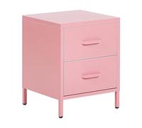 Beliani Mesa de Noche de Metal Rosa 2 cajones almacenaje Industrial Dormitorio Malavi