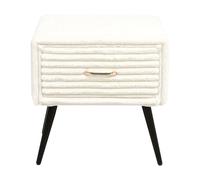 Beliani Mesa de Noche tapizada de Pana 1 cajón Dormitorio Blanco Crema Flayat