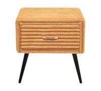 Beliani Mesa de Noche tapizada de Pana 1 cajón Dormitorio Naranja Flayat