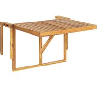 Beliani Mesa Colgante para balcón Madera Clara de Acacia 60 x 55 cm Plegable barandilla para Exterior Udine