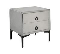 Beliani Mesita de Noche de Terciopelo Gris Patas de Metal Negras con 2 cajones de Almacenamiento 44 x 38 cm Estilo Moderno Sezanne